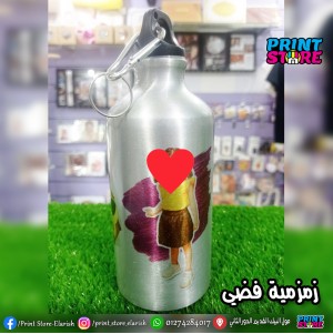بوتل ابيض/فضي 500 مللي بالطباعة 