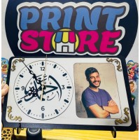 ساعة مكتبية خشب طبقتين بالطباعة 25*13سم