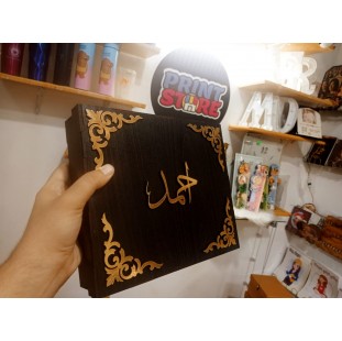 بوكس خشب 25*18*6سم -اسود طباعة خشب بارز